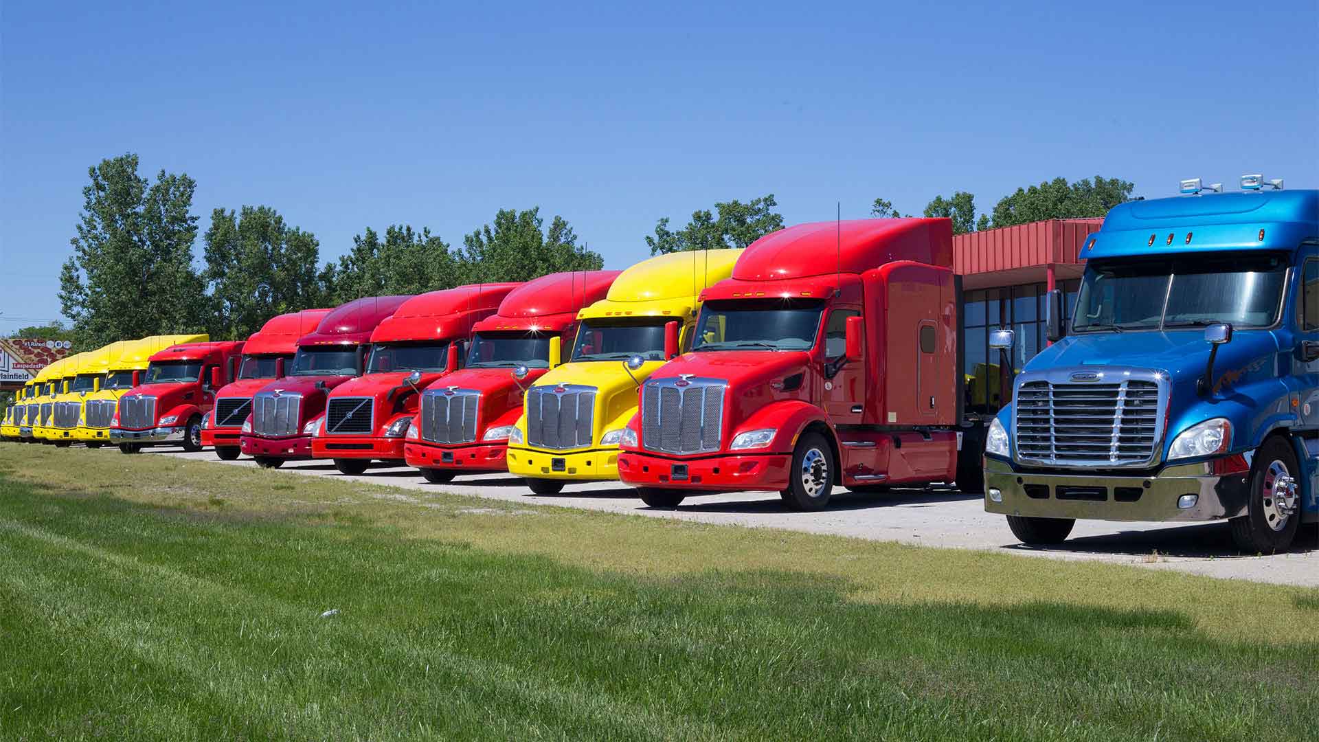 Freight truck on transit route